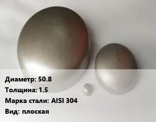 Заглушка нержавеющая 50.8 s=1.5 Сталь: AISI 304 плоская